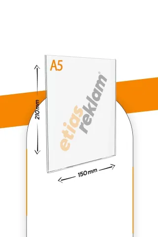 Etias Reklam A5 U Tipi Dikey Masa Üstü Şeffaf Pleksi Föylük / Broşürlük