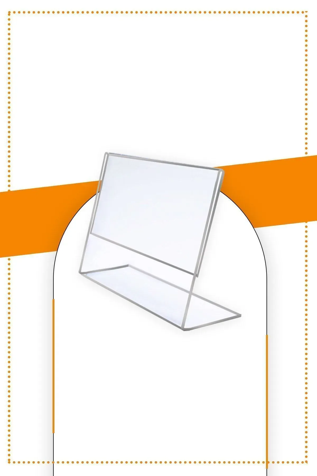 Bubistudios  A6 L Tipi Yatay Masa Üstü Şeffaf Pleksi Föylük / Broşürlük