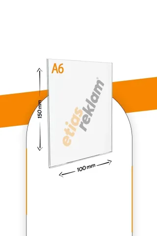 Etias Reklam A6 U Tipi Dikey Masa Üstü Şeffaf Pleksi Föylük / Broşürlük