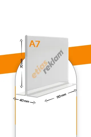 Etias Reklam A7 T Tipi Yatay Masa Üstü Şeffaf Pleksi Föylük / Broşürlük