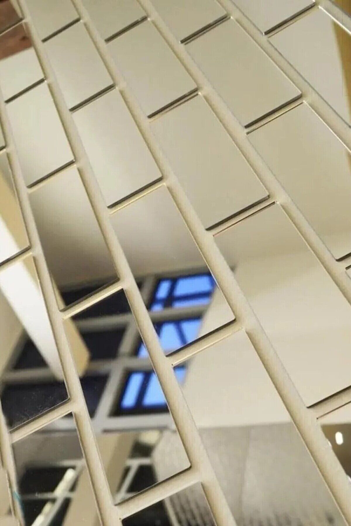 Dekoratif Tuğla Desenli Gümüş Pleksi 150 Adet 5x20cm (Kendinden Yapışkanlı)