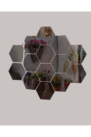 Bal Peteği Pleksi Ayna Gümüş Renk 50 ADET YAPIŞKANLI (11 CM X 12,5 CM)