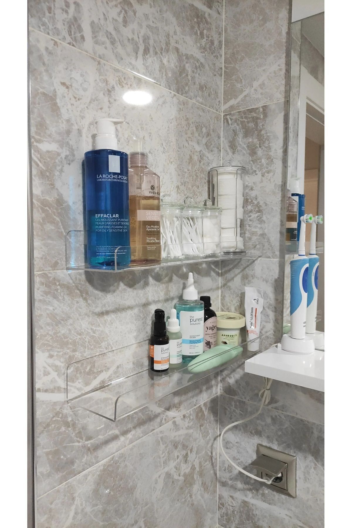 Banyo Düzenleyici Pleksi Raf 20 cm x 10 cm ( 2 ADET )