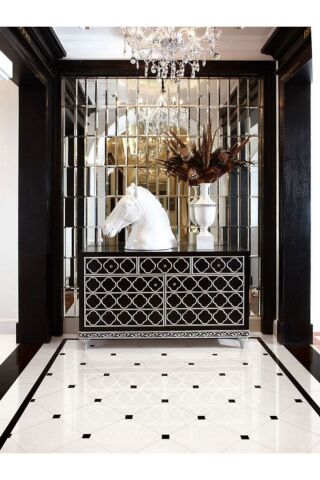 Ayna Dekoratif Tuğla Desenli Gümüş Pleksi 10 Adet 5X20CM Kendinden Yapışkanlı