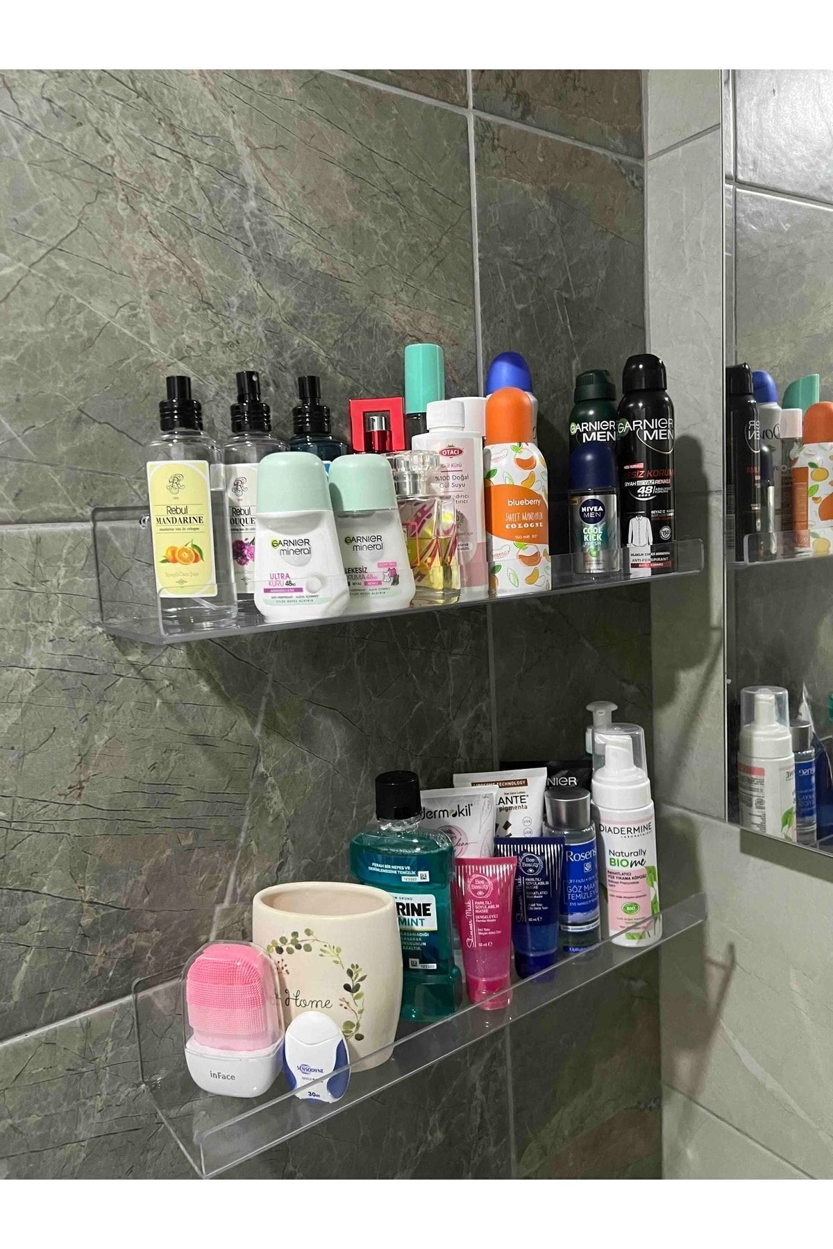 40cm X 10cm Pleksi Raf Şeffaf (2'Lİ SET) Çok Amaçlı Kullanıma Uygun Her Eve Lazım