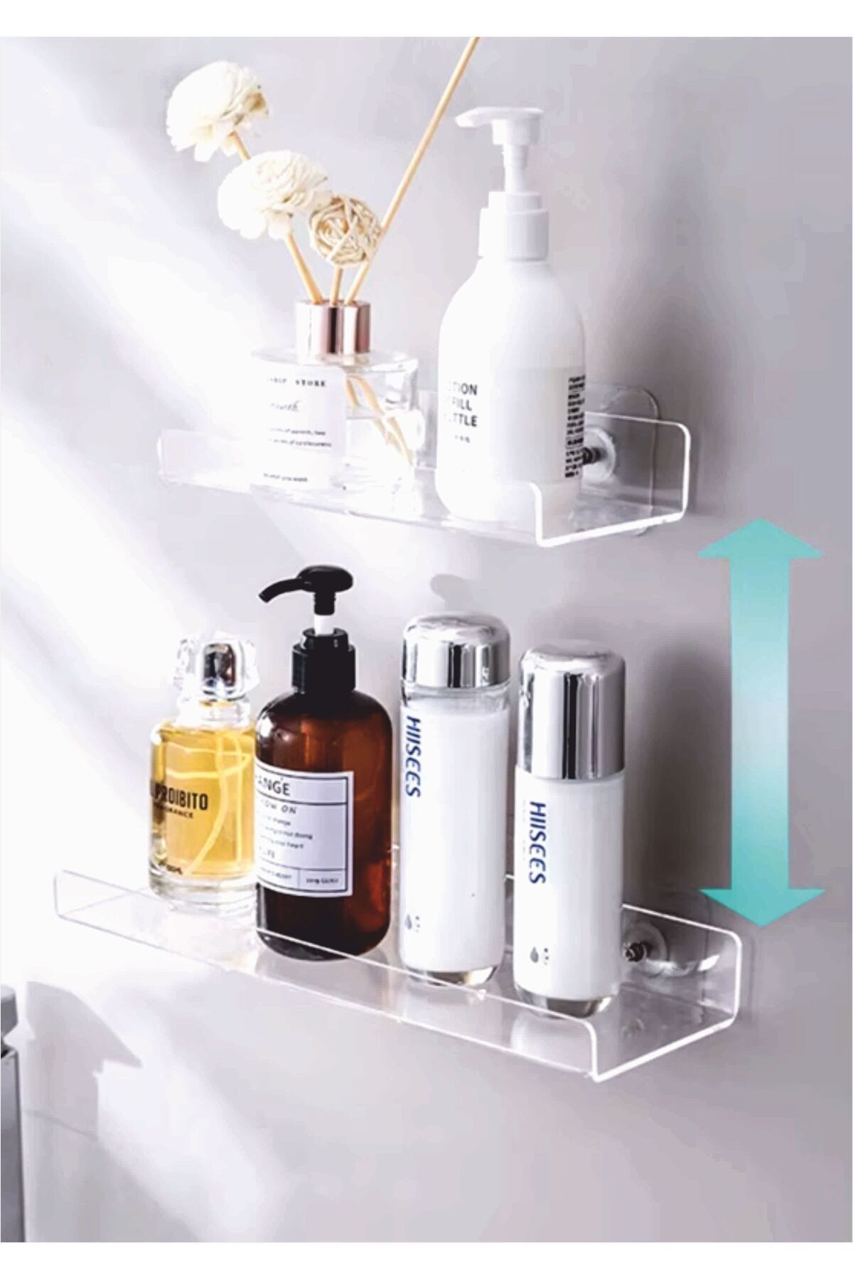 Görünmez Banyo Rafı 2'li Set - 30cm + 20cm