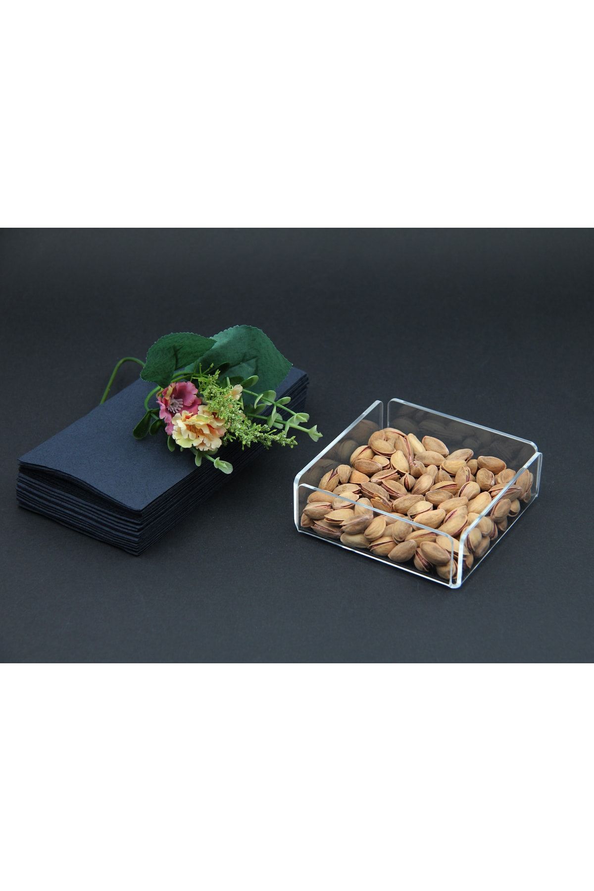 Şeffaf Akrilik Pleksi Kare Çerezlik Kase 9,5x9,5 Cm 3 Mm