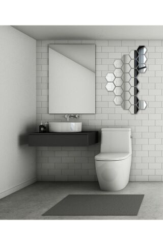 Dekoratif Bal Peteği Pleksi Ayna Gümüş Renk (12 Adet X 11 Cm X 12,5 Cm )