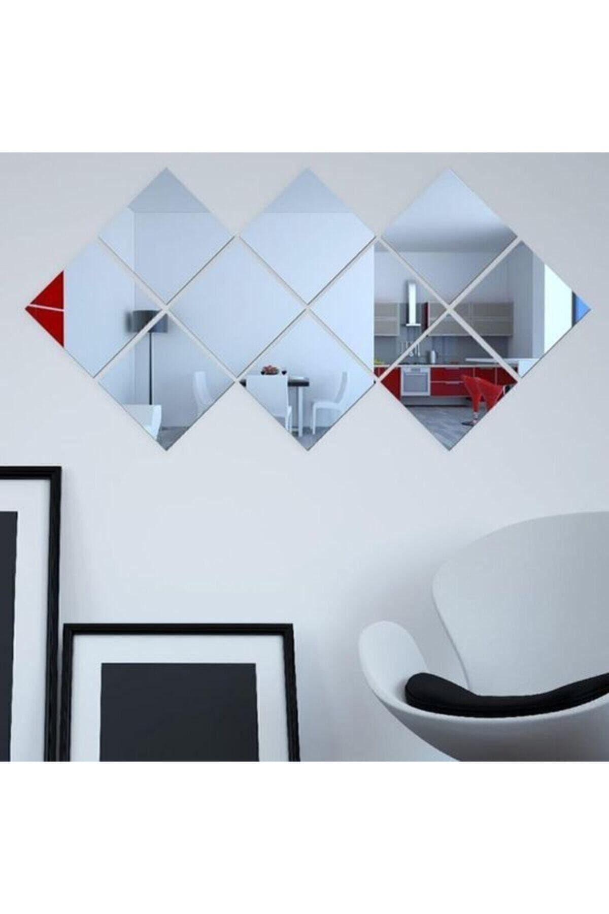 Dekoratif Kare Gümüş Pleksi Ayna 15x15cm 10 Adet
