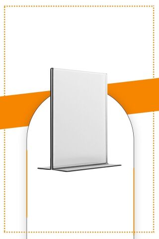 A5 T Tipi Dikey Masa Üstü 20'li Paket Şeffaf Pleksi Föylük / Broşürlük