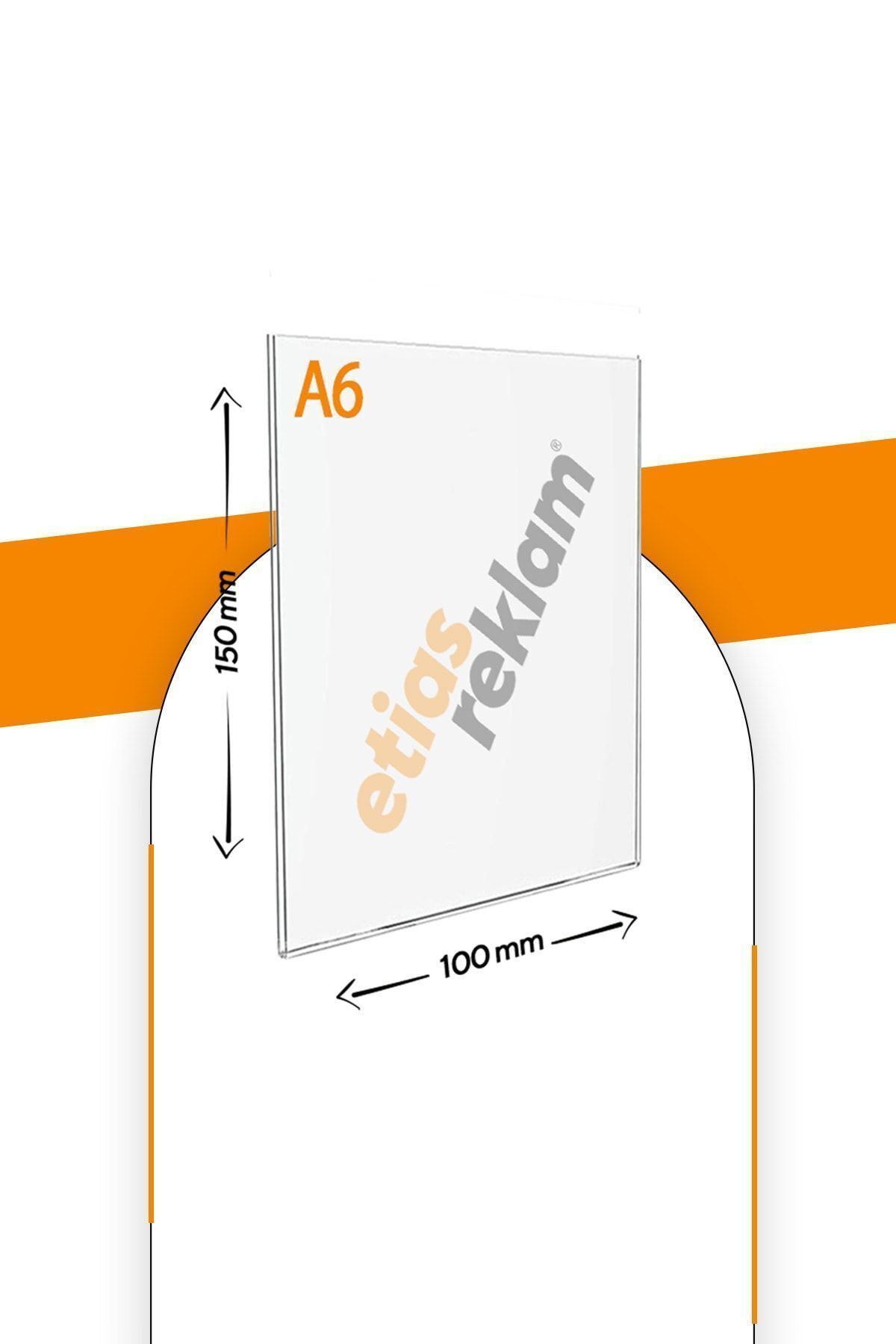 A6 U Tipi Dikey Masa Üstü 50'li Paket / Şeffaf Pleksi Föylük / Broşürlük