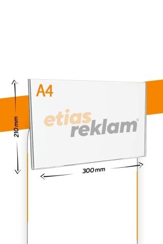 A4 U Tipi Yatay Masa Üstü 20'li Paket / Şeffaf Pleksi Föylük / Broşürlük