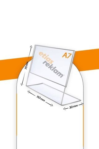 A7 L Tipi Yatay Masa Üstü 10'lu Paket / 2.8 Mm Şeffaf Pleksi Föylük / Broşürlük