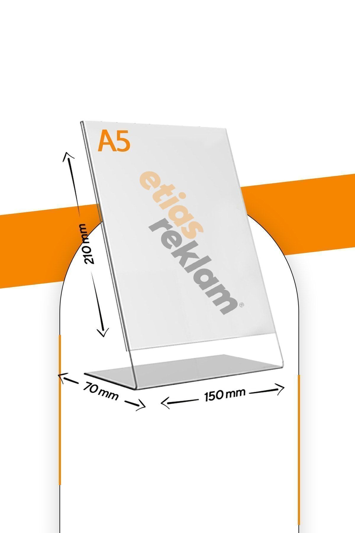 A5 L Tipi Dikey Masa Üstü 2.8 Mm Şeffaf Pleksi Föylük / Broşürlük