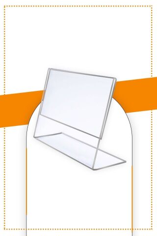 A4 L Tipi Yatay Masa Üstü 50'li Paket 2.8 mm Şeffaf Pleksi Föylük Broşürlük