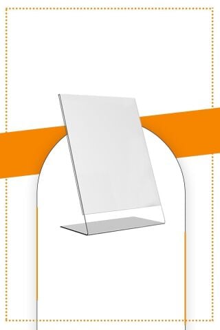 A5 L Tipi Dikey Masa Üstü Şeffaf Pleksi Föylük / Broşürlük