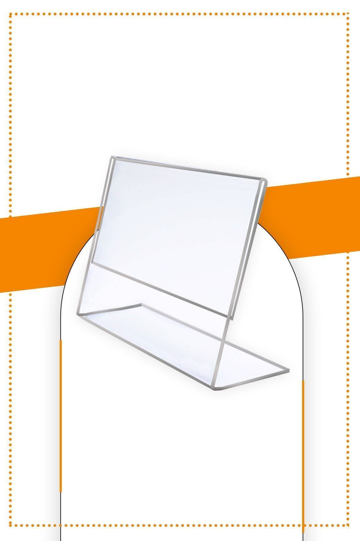 A4 L Tipi Yatay Masa Üstü Şeffaf Pleksi Föylük / Broşürlük