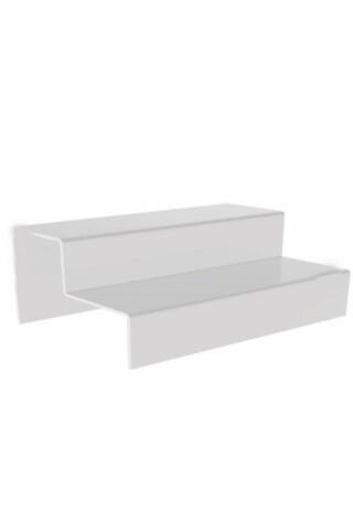Pleksi 2 Katlı Merdiven Stand 4 Mm Beyaz ( 10 X 50 ) Baharatlık