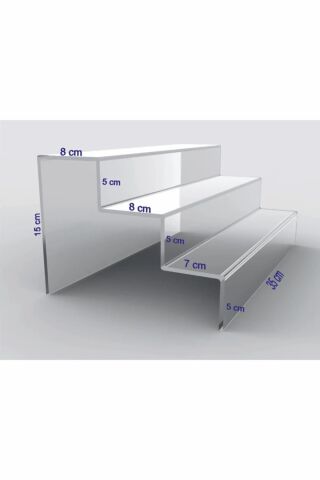 Pleksi Stand 3 Mm Pleksi Şeffaf Merdiven Sergileme Standı (3 BASAMAK EN 35 CM) Akrilik
