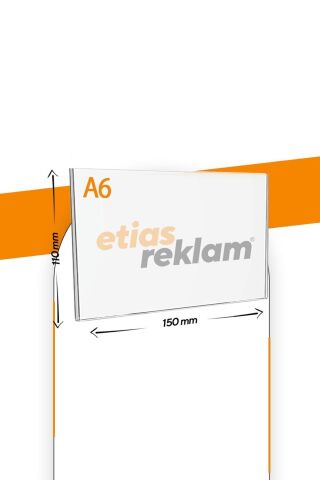 A6 U Tipi Yatay Masa Üstü 50'li Paket / Şeffaf Pleksi Föylük / Broşürlük