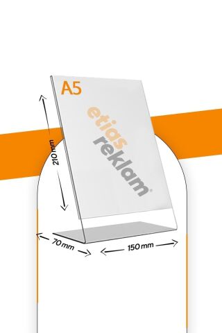 A5 L Tipi Dikey Masa Üstü 10'lu Paket / Şeffaf Pleksi Föylük / Broşürlük