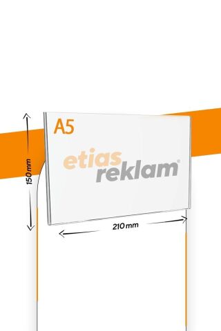 A5 U Tipi Yatay 5'li Masa Üstü Şeffaf Pleksi Föylük / Broşürlük