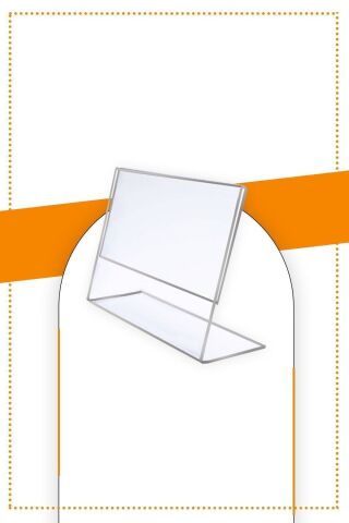 A6 L Tipi Yatay Masa Üstü 10'lu Paket / Şeffaf Pleksi Föylük / Broşürlük