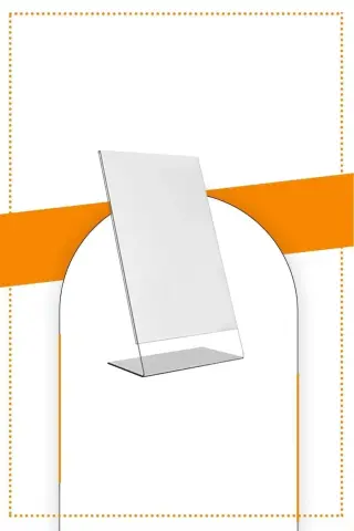 A4 L Tipi Dikey Masa Üstü 50'li Paket / Şeffaf Pleksi Föylük / Broşürlük