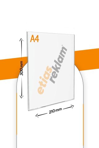 A4 U Tipi Dikey Masa Üstü Şeffaf Pleksi Föylük / Broşürlük