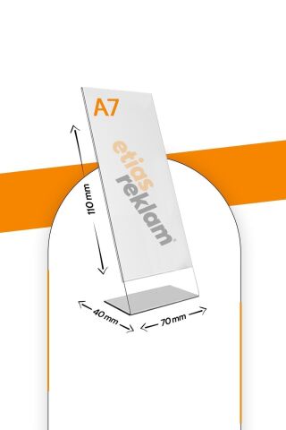 A7 L Tipi Dikey Masa Üstü 20'li Paket / Şeffaf Pleksi Föylük / Broşürlük