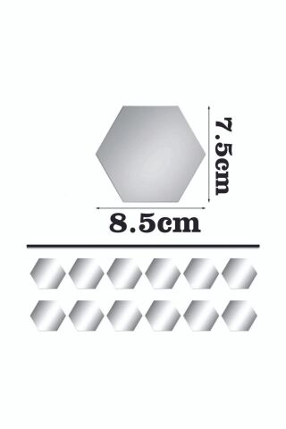 Bal Peteği Gold Dekoratif Altıgen 12x Süs Akrilik Ayna 7,5x8,5cm Antre Duvar Pleksi Yapışkan Bantlı