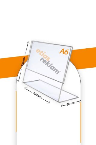 A6 L Tipi Yatay 5'Lİ Masa Üstü 2.8 Mm Şeffaf Pleksi Föylük / Broşürlük